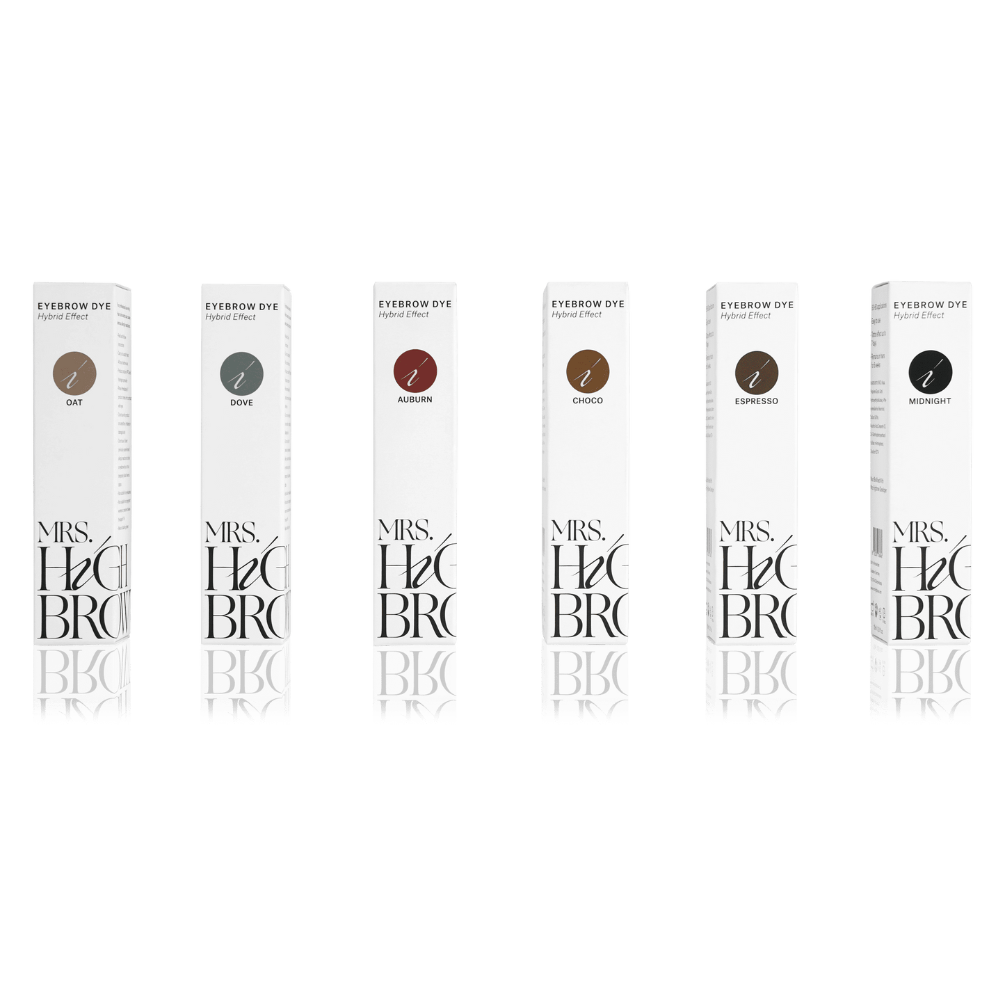 Mrs.highbrow hybrid dye in zilveren tubes met liquid dye voor hybrid brows