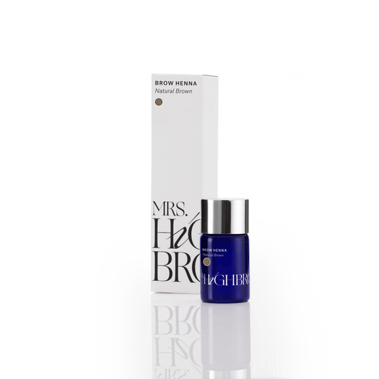 Blauw potje mrs.highbrow henna in de kleur natural brown