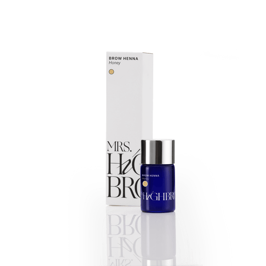 Blauw potje mrs.highrbrow henna in de kleur honey