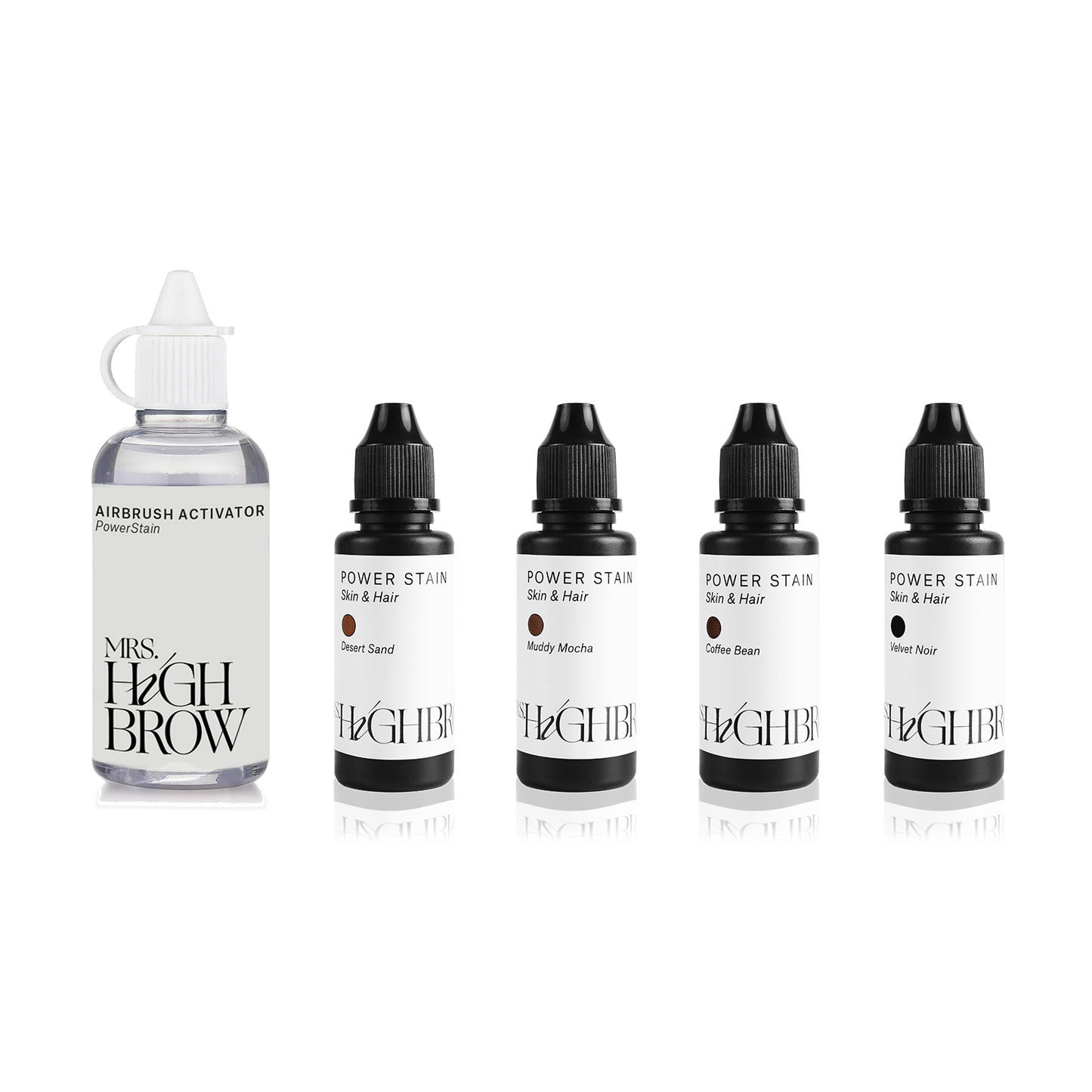Powerstain wenkbrauwverf 4 kleuren en airbrush activator