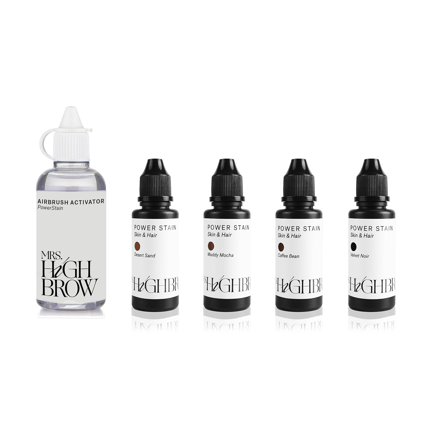 Powerstain wenkbrauwverf 4 kleuren en airbrush activator