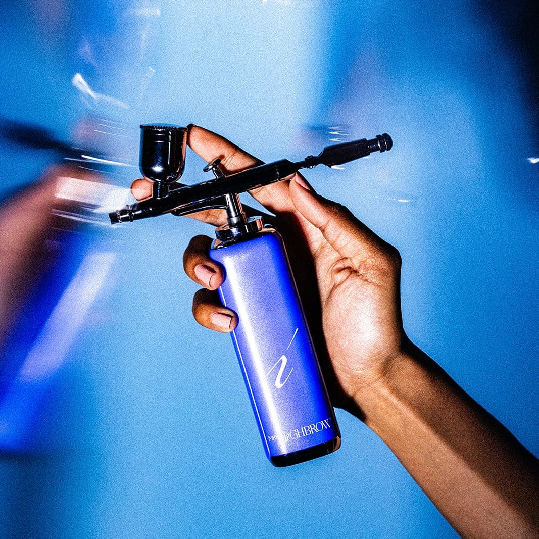 Blue airbrush gun mrs.highbrow blauw apparaat machine voor perfecte airbrush brows