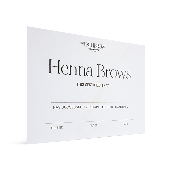 Lot de 10 certificats Academy Brow Henna