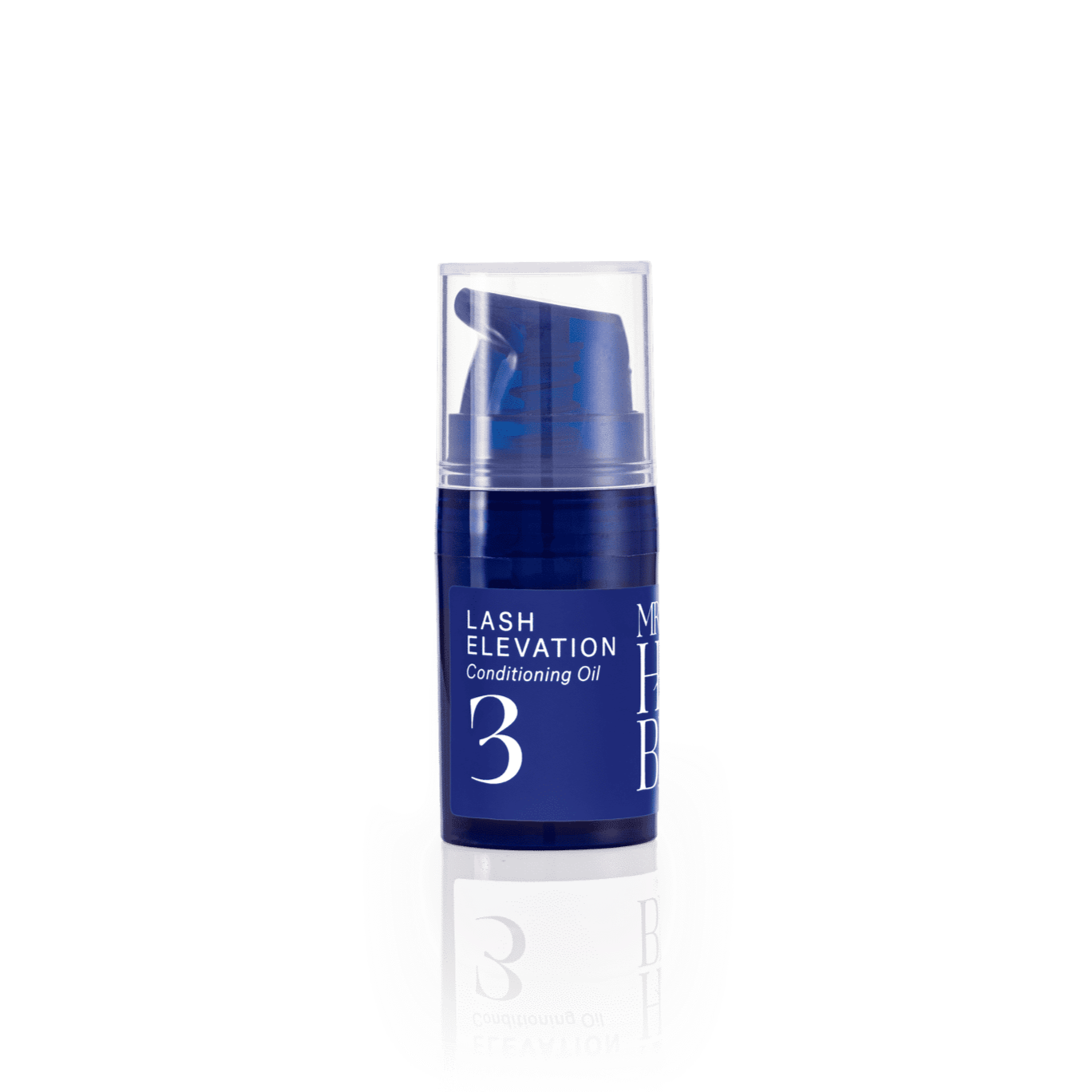 lash elevation lift nourishing gel en conditioning oil in blauwe pompflacon van mrs.Highbrow